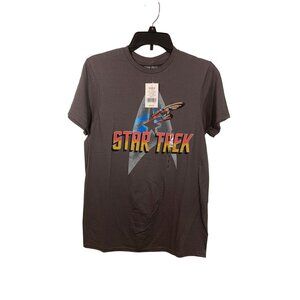 Star Trek Charcoal T-Shirt With Trek Logo For Sci-Fi Fans Size S